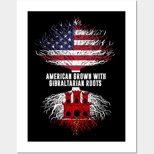 American Grown with Gibraltarian Roots USA Flag Wall Art by silvercoin